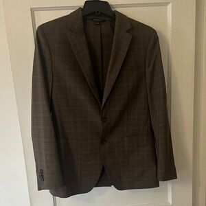 Express Men's Brown Plaid Two-Button Blazer